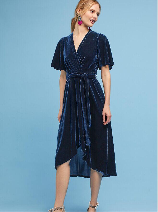 Robe Longue En Velours Irrégulière