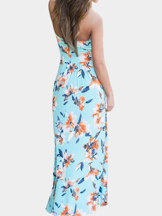 Robe à Imprimé Floral et à Epaules Dénudées