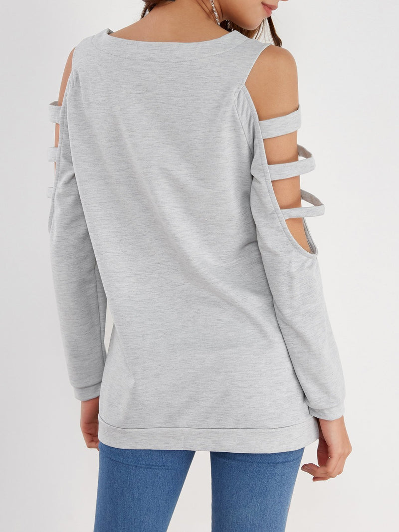 Cold Shoulder Slouchy Strappy Cut-outs T-shirt - CA Mode