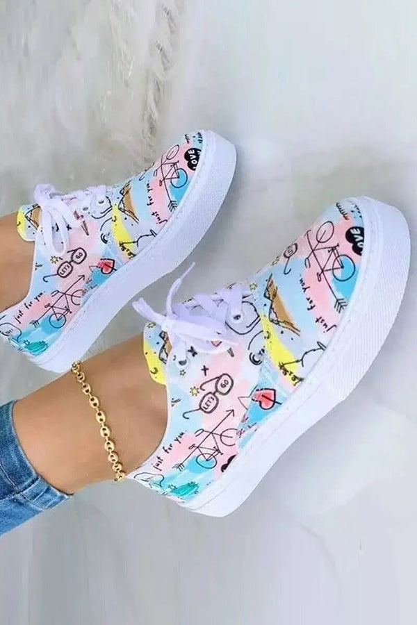 Jasper Graffiti Print Lace Up Sneakers