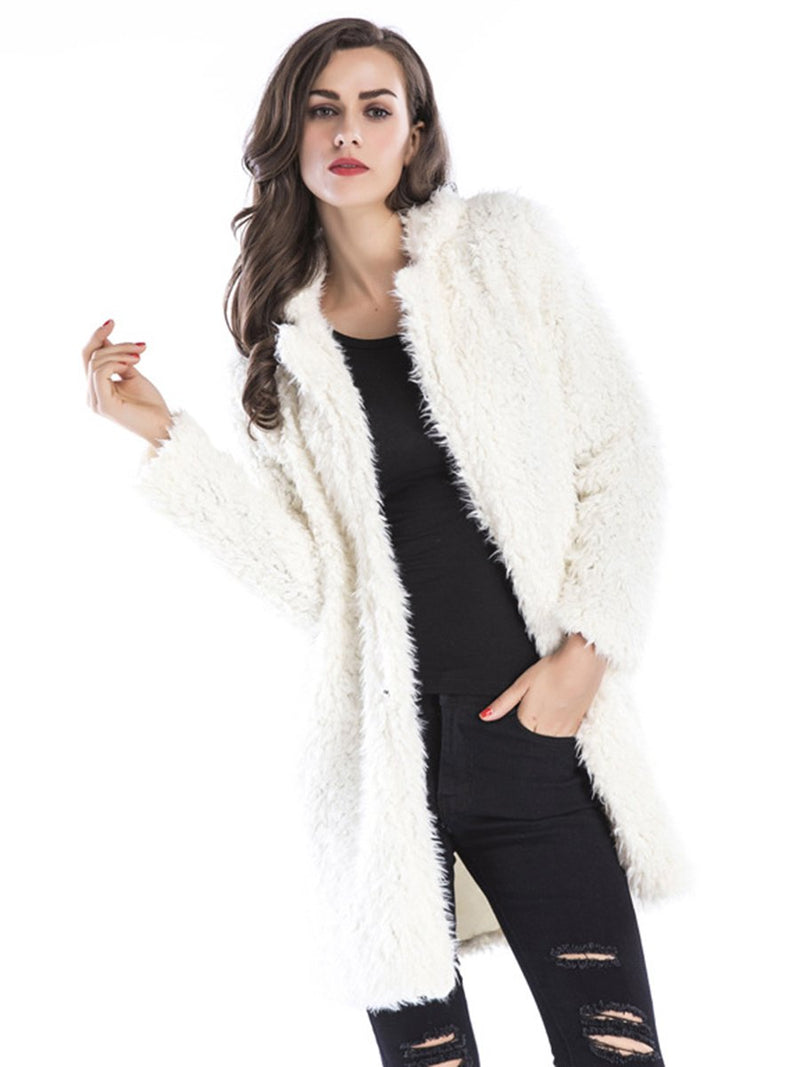 Manteau Doux en Peluche à Manches Longues