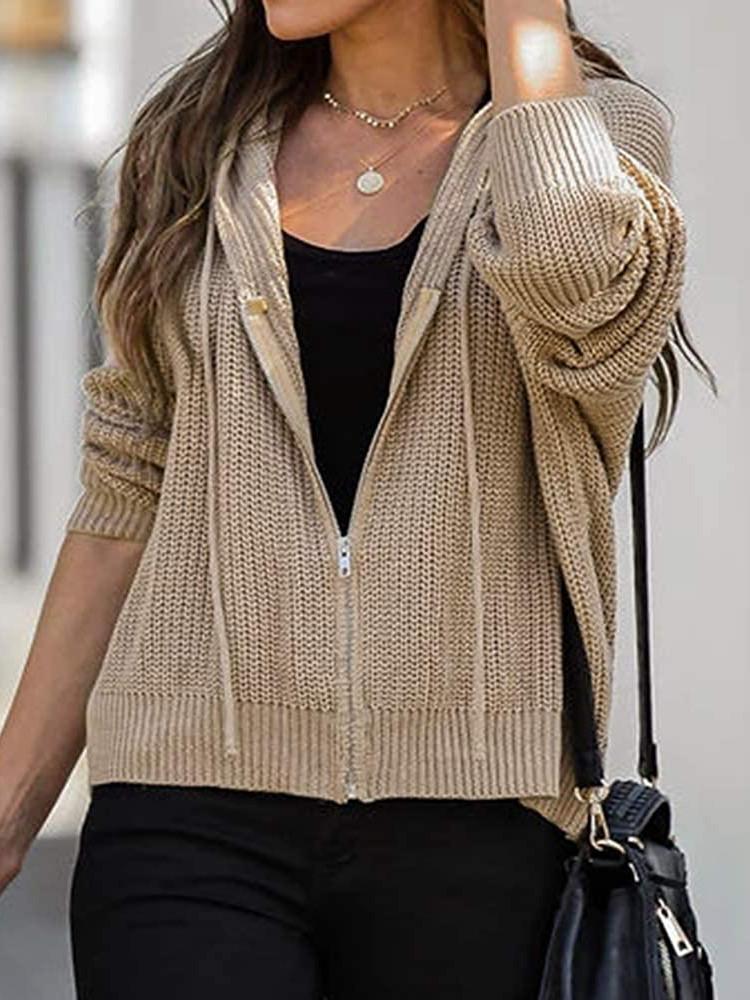 Cardigan Sweat Capuche zippé Manches Longues