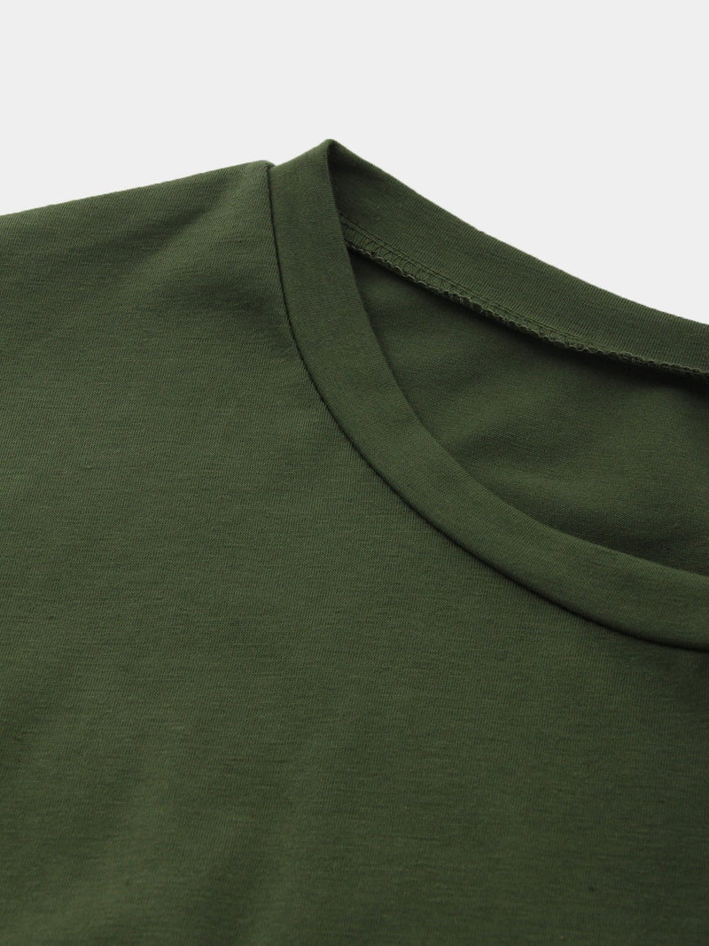 T-shirt à Col Rond Vert Armée