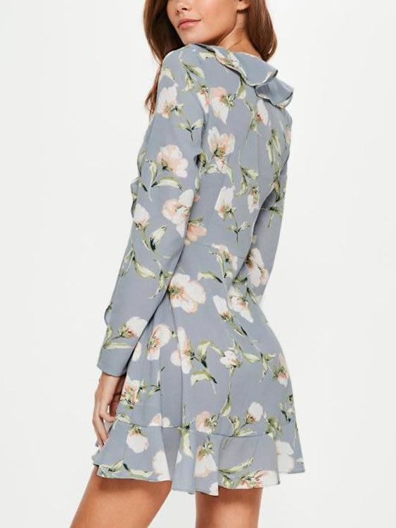 Robe Imprimée Florale à Col V