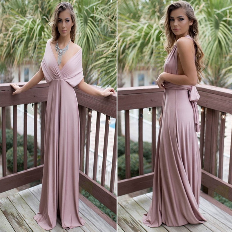 Elegant V Neck Backless Long Prom Dress - CA Mode