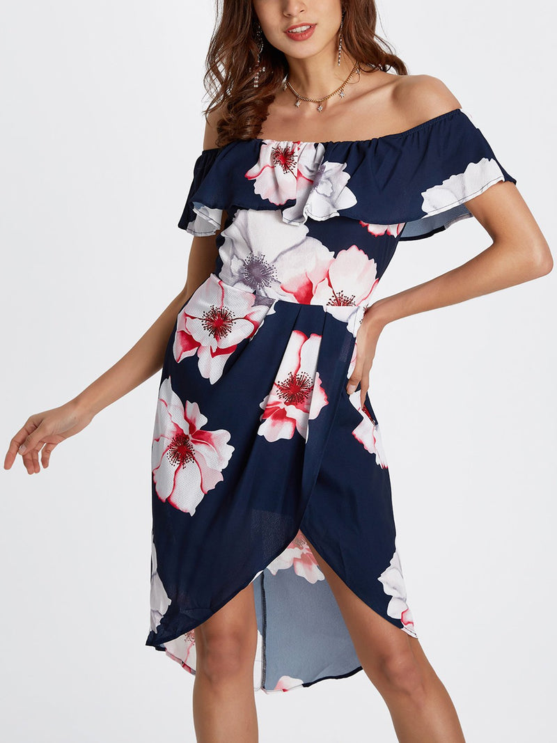 Robe Florale à L'épaules Dénudées