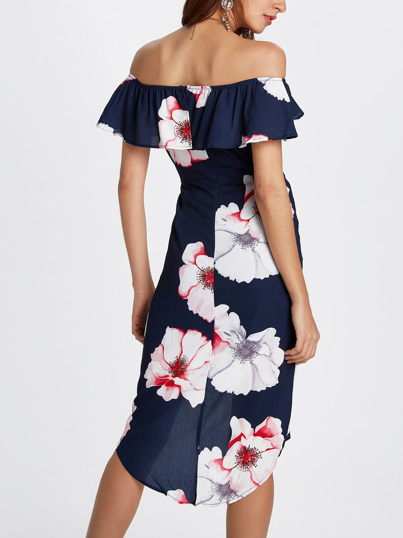 Robe Florale à L'épaules Dénudées