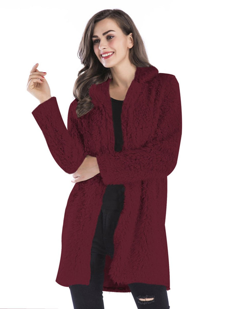 Manteau Doux en Peluche à Manches Longues