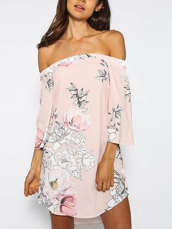 Robe à imprimé floral aléatoire à épaules dénudées