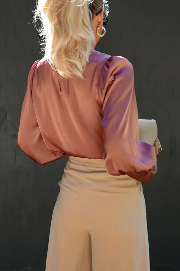 All I Ever Need Satin Long Sleeve Blouse