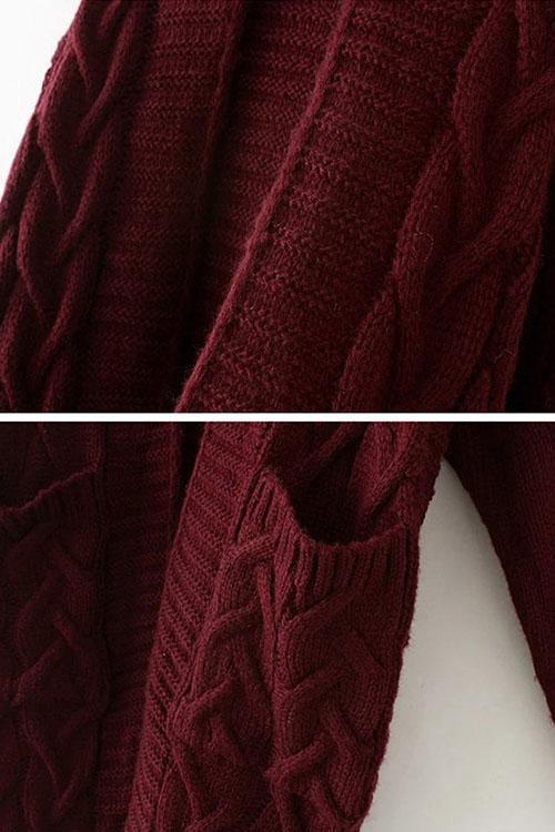 Twist Knit Pockets Cardigan