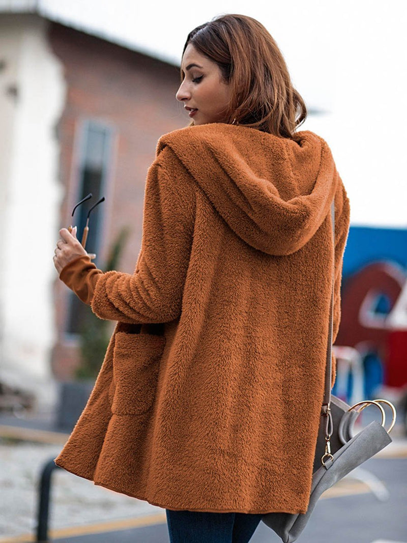 Manteau à Capuche avec Poches en Peluche - CA Mode