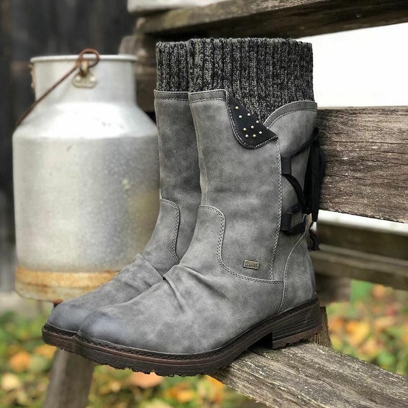 Bottes d'hiver Chaudes à Lacets pour Femmes