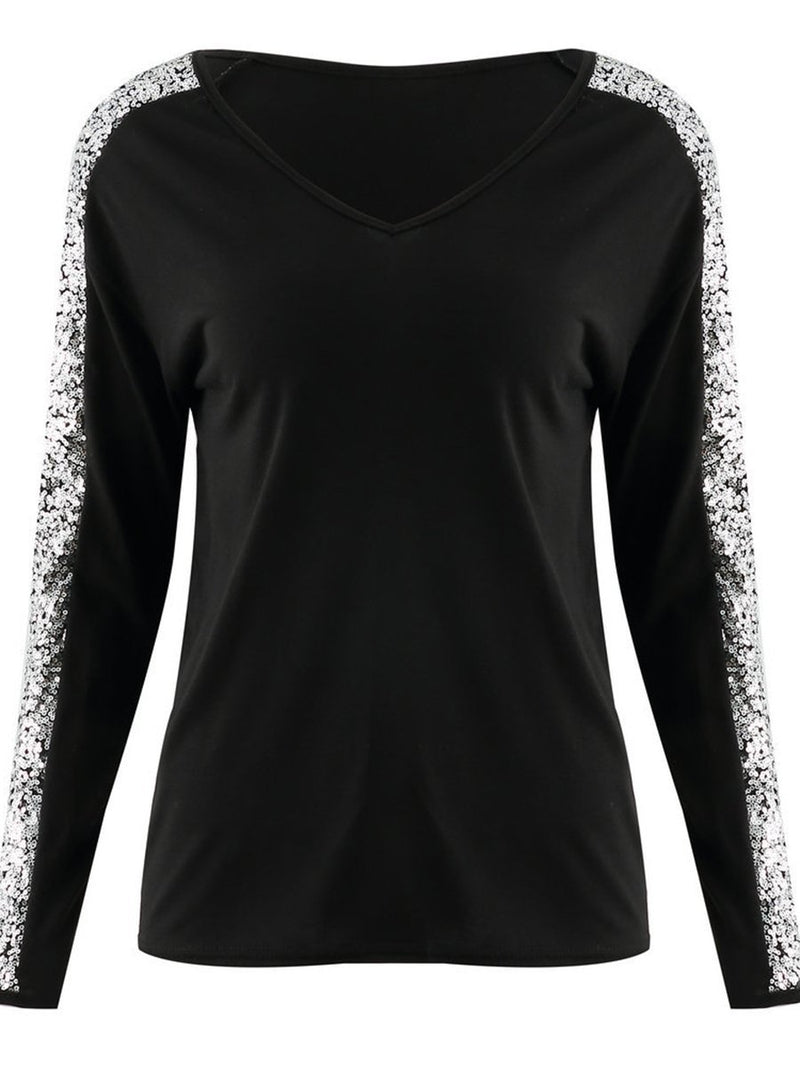 Blouse Col en V avec des Paillettes - CA Mode