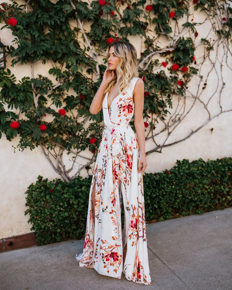 Robes Maxi Floral Col en V