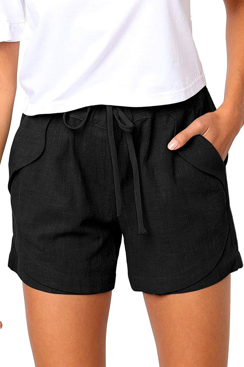 Drawstring High Waist Solid Casual Shorts