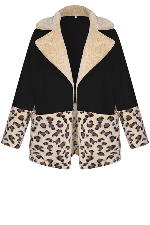 Winter Wonderland Pocket Leopard Plush Coat