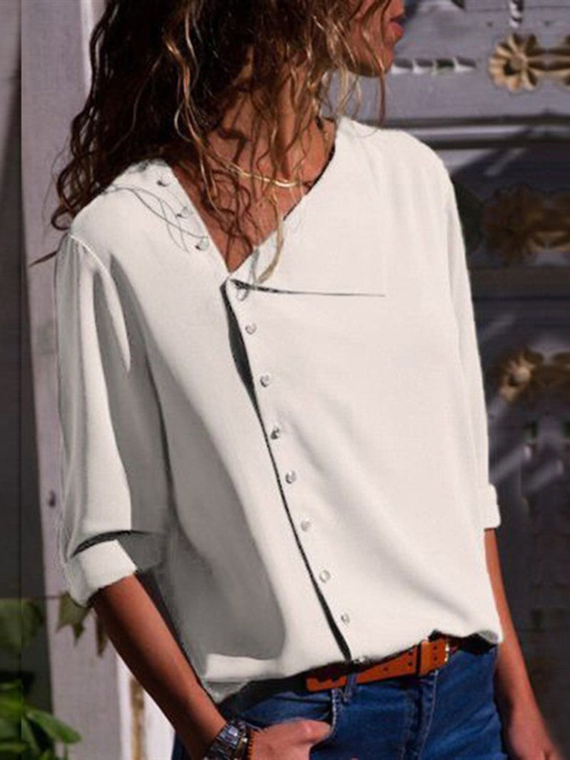 Blouse à Manches Longues avec Boutons - CA Mode