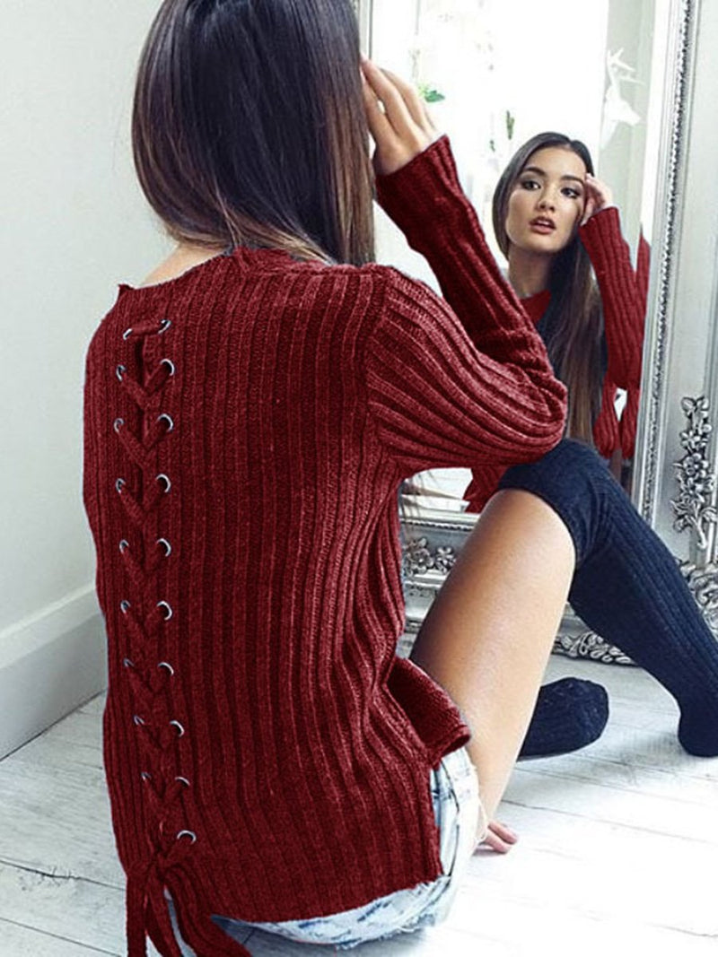 Pull en Maille Corde Croisée sur Dos