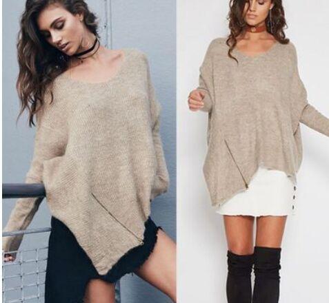 Pullover Ourlet Irréguilier Casual Loose