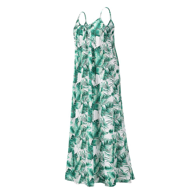 Robe Longue Sans Manches à Fines Bretelles Imprimé Floral