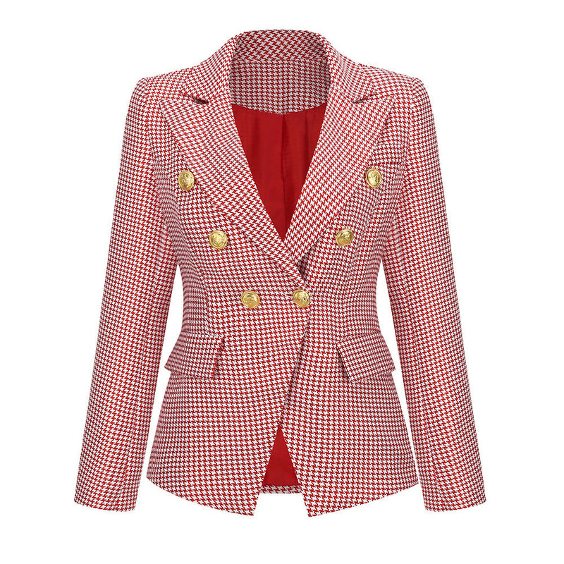 Manteau Blazer Boutonné Col Plié Revers