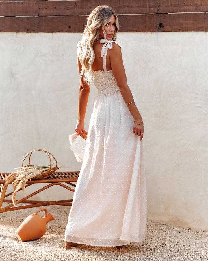 Robe Maxi Taille Haute Sans Manches Encolure Carrée