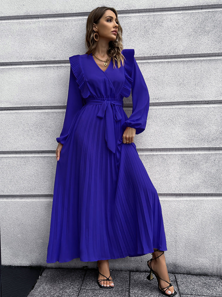 Robe Maxi Ample Manches Longues à Volants