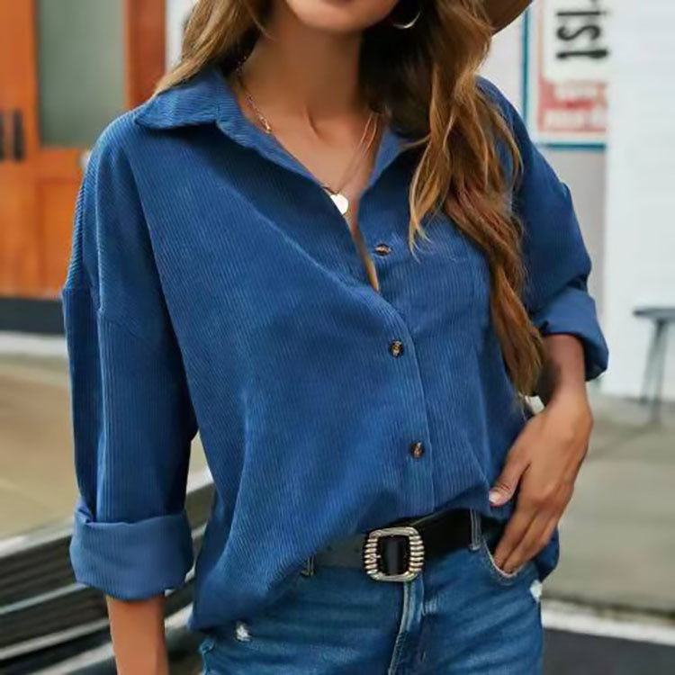 Casual Button Down Bend Down Collar Shirt Top