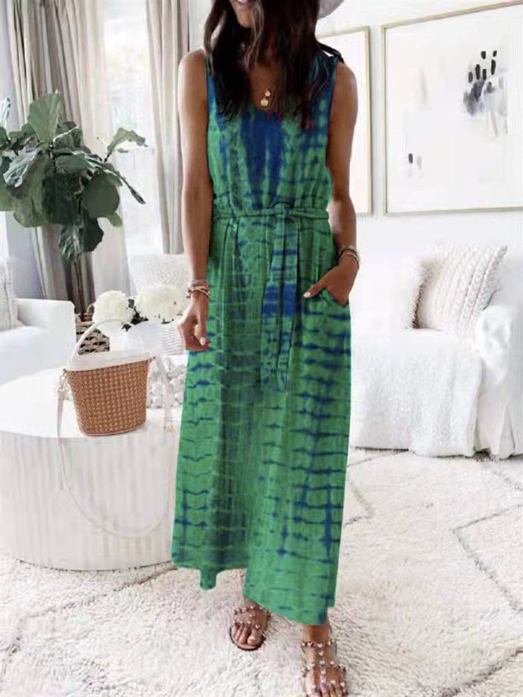 Casual Sleeveless Loose Waist Wrap Maxi Dress