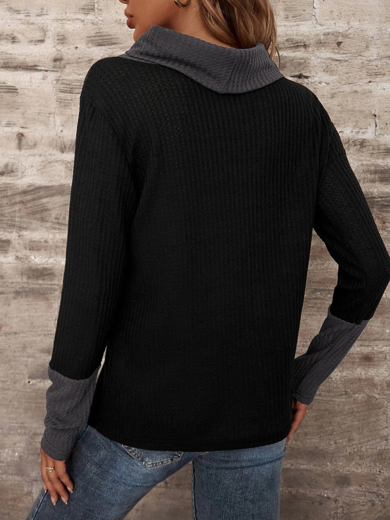 Casual High Neck Long Sleeve Knit Sweater