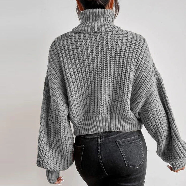 Loose Turtle Neck Knitted Long Sleeve Sweater