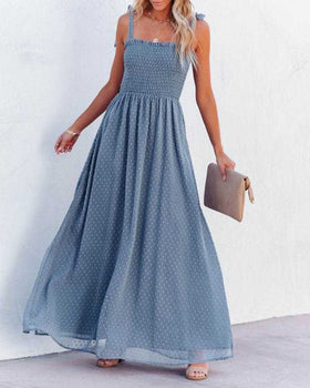 Robe Maxi Taille Haute Sans Manches Encolure Carrée