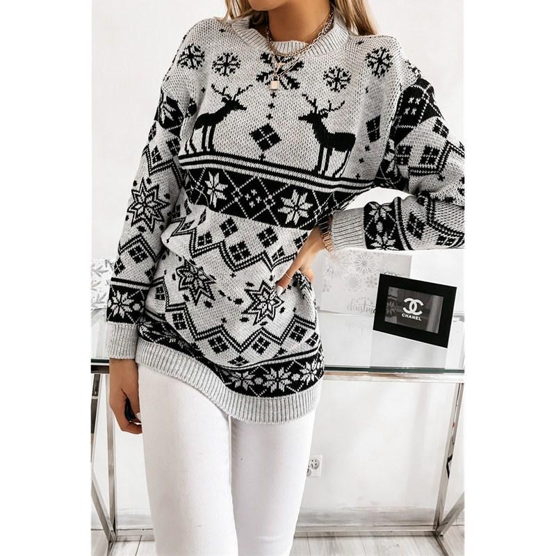 Pull de Noël Tricoté à Manches Longues