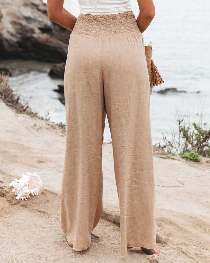 Pantalon Ample Décontracté Taille Haute avec Poche