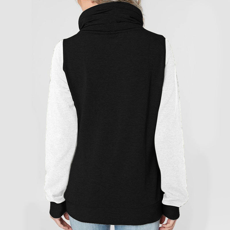 Zip Up Long Sleeve Drawstring Sweater