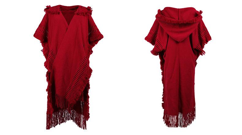 Ponchos Châles Ouvert Devant Capuche  Cardigan en Tricot