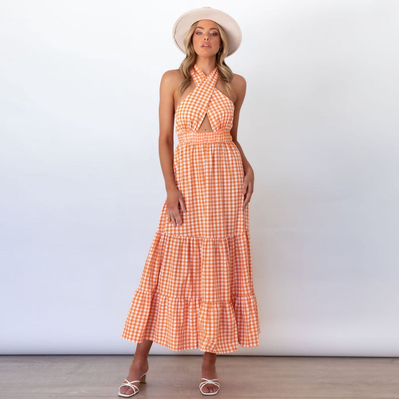 Robe Longue Croisée Sans Manches Dos Nu