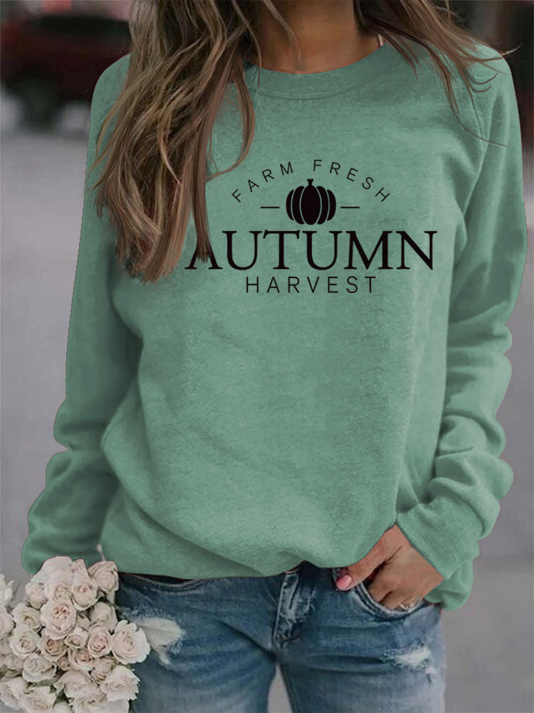 Casual Long Sleeve Round Neck Printed Sweatshirt