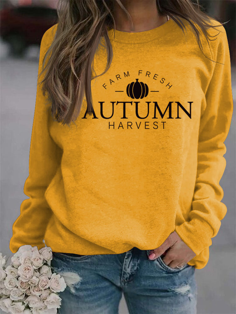 Casual Long Sleeve Round Neck Printed Sweatshirt