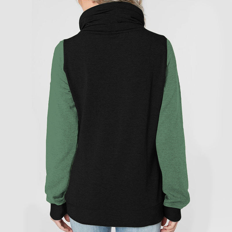 Zip Up Long Sleeve Drawstring Sweater