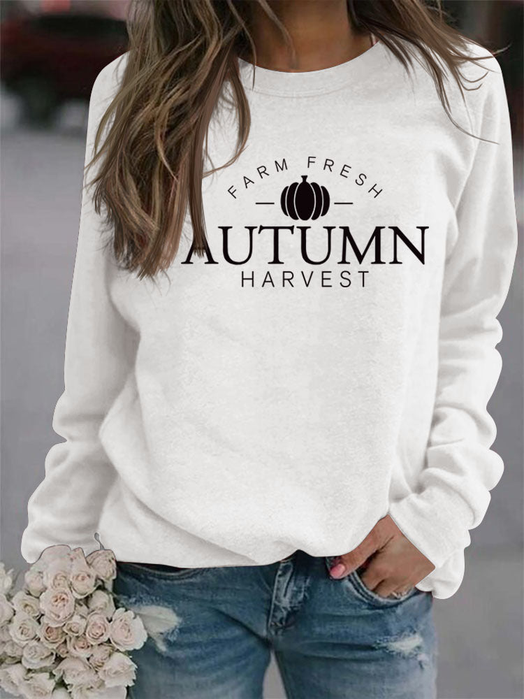 Casual Long Sleeve Round Neck Printed Sweatshirt