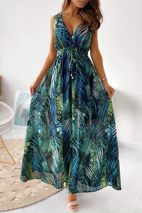 Robe Longue Nouée Col en V