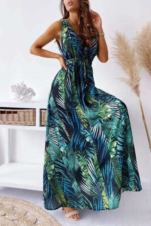 Robe Longue Nouée Col en V