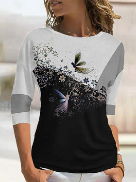 Women's T-Shirts Printed Crew Neck Long Sleeve Casual T-Shirt