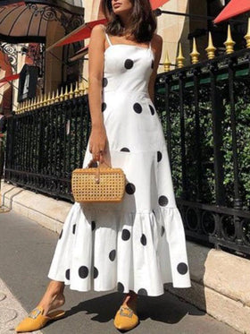 Robe Sans Manches à Imprimé Pois