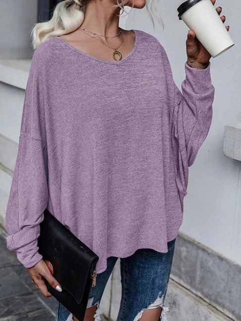 Women's T-Shirts Loose Solid Dropped Shoulder T-Shirt