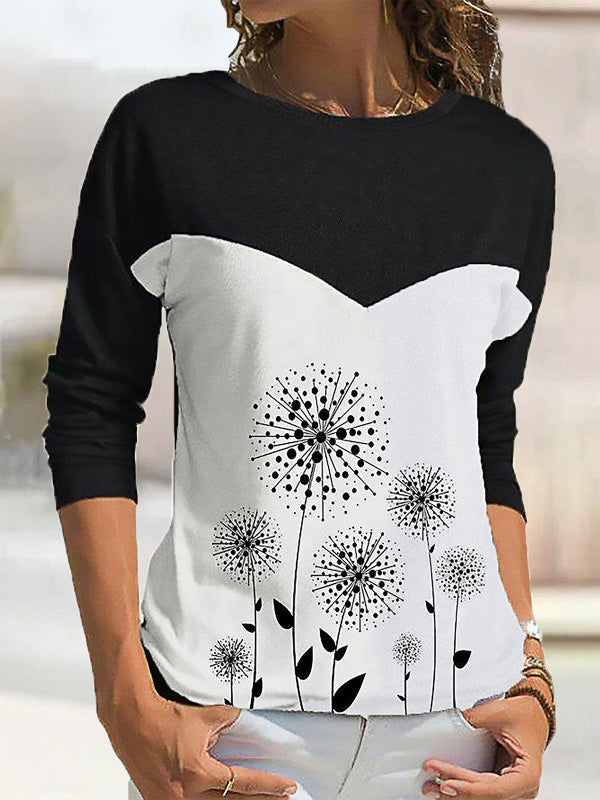 Women's T-Shirts Printed Crew Neck Long Sleeve Casual T-Shirt