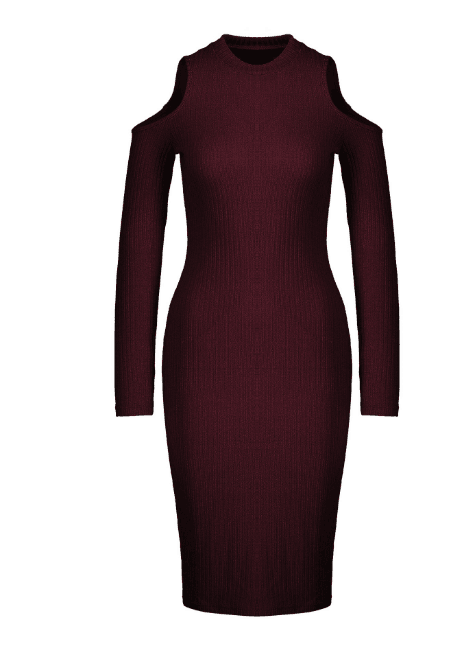 Robe Pull à Couleur Unie et Manches Longues