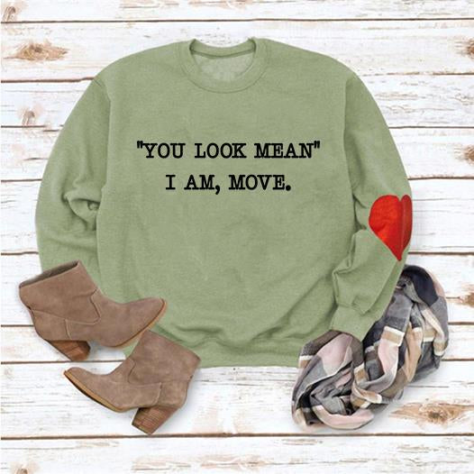 Sweat-shirt Manches Longues Imprimé Lettre You Look Mean